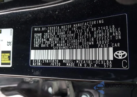 2023 Toyota Corolla Le из США, поврежденный, VIN 5YFB4MDE4PP006250